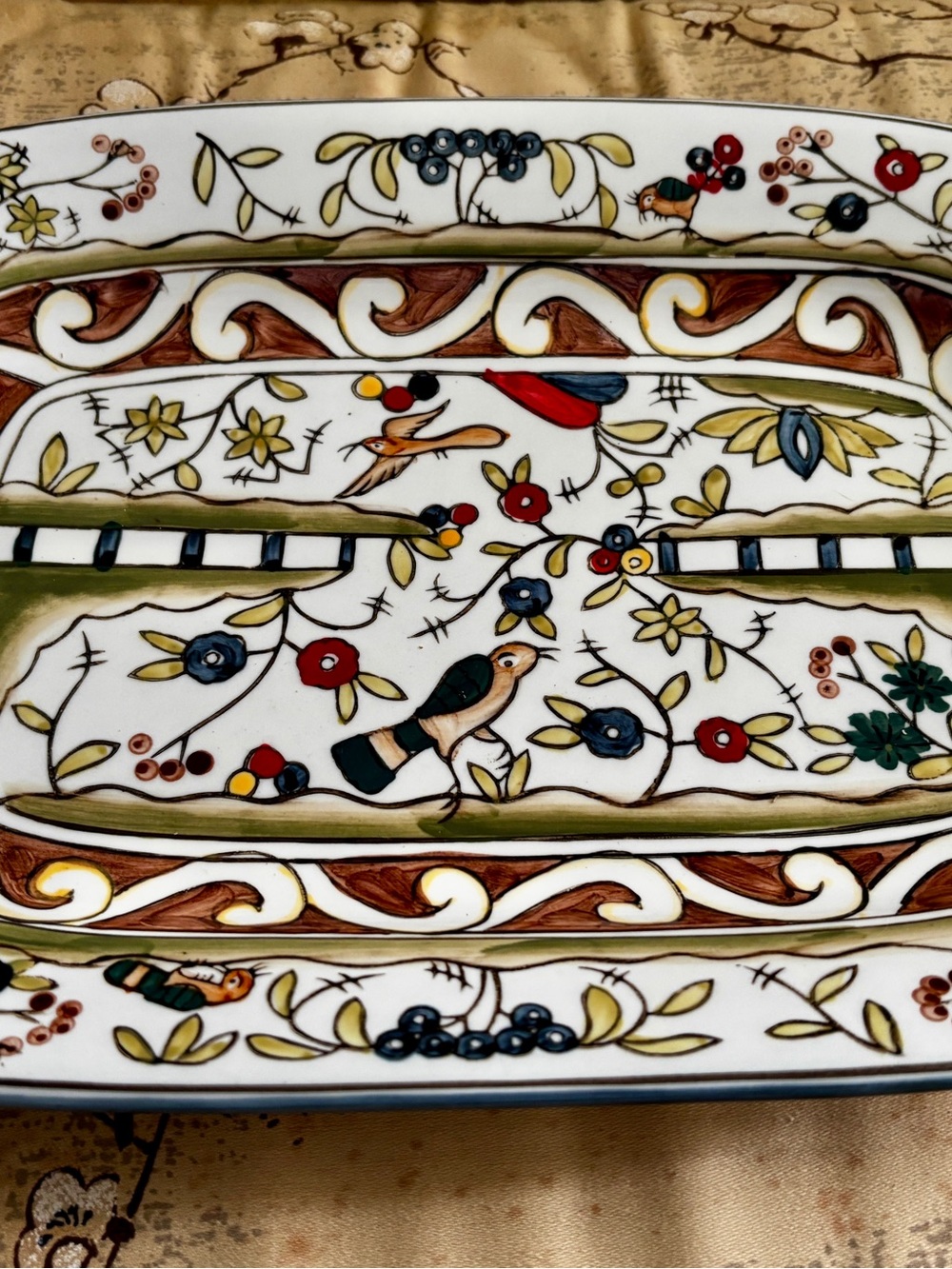 Temptations by Tara Birds Palms Ovenware 14” X 9.5” Serving Tray / Platter